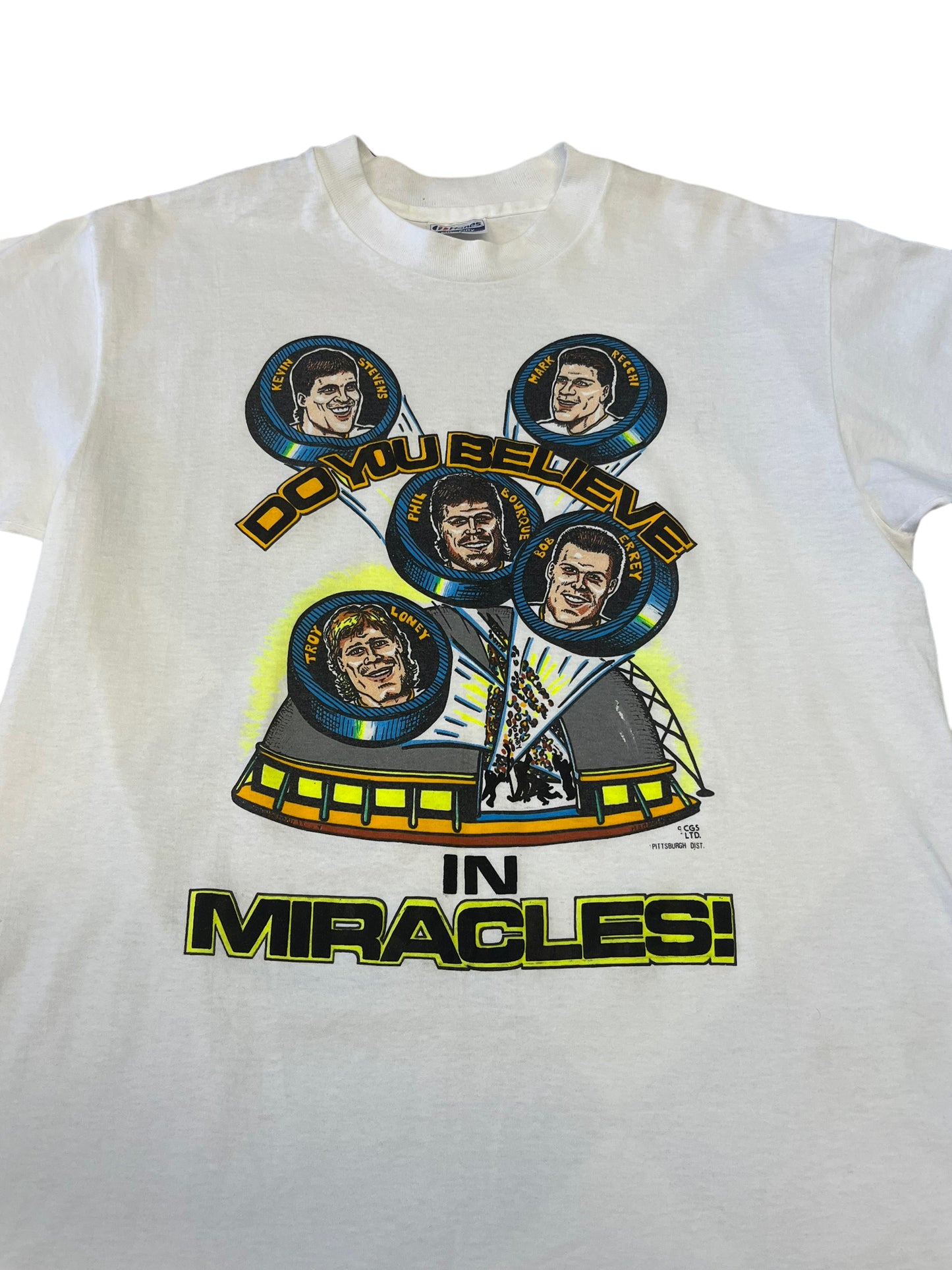 (L) Vintage Pittsburgh Penguins Do You Believe in Miracles Tee