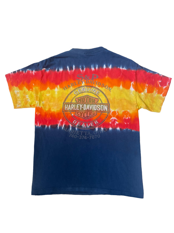 (XL) 2003 Tie Dye Harley Double Sided Tee