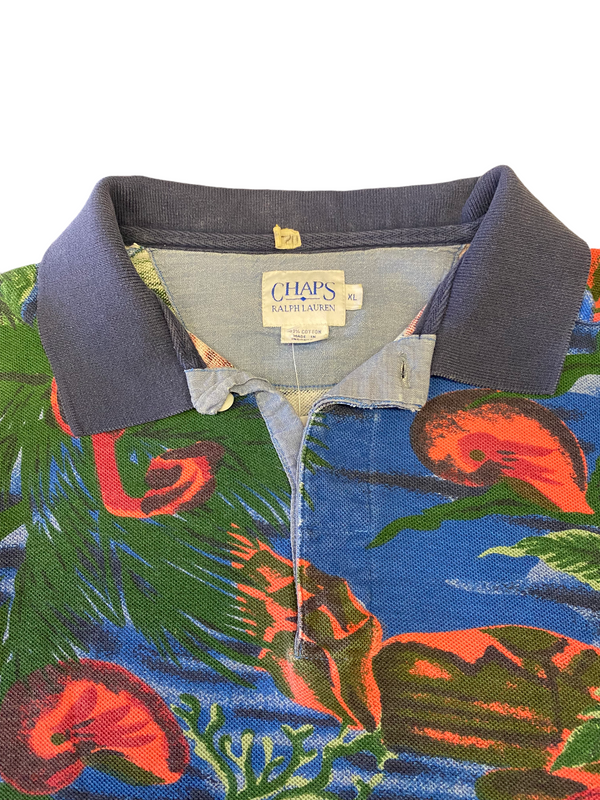 (XL) Vintage Chaps Floral 1/4 Button Up
