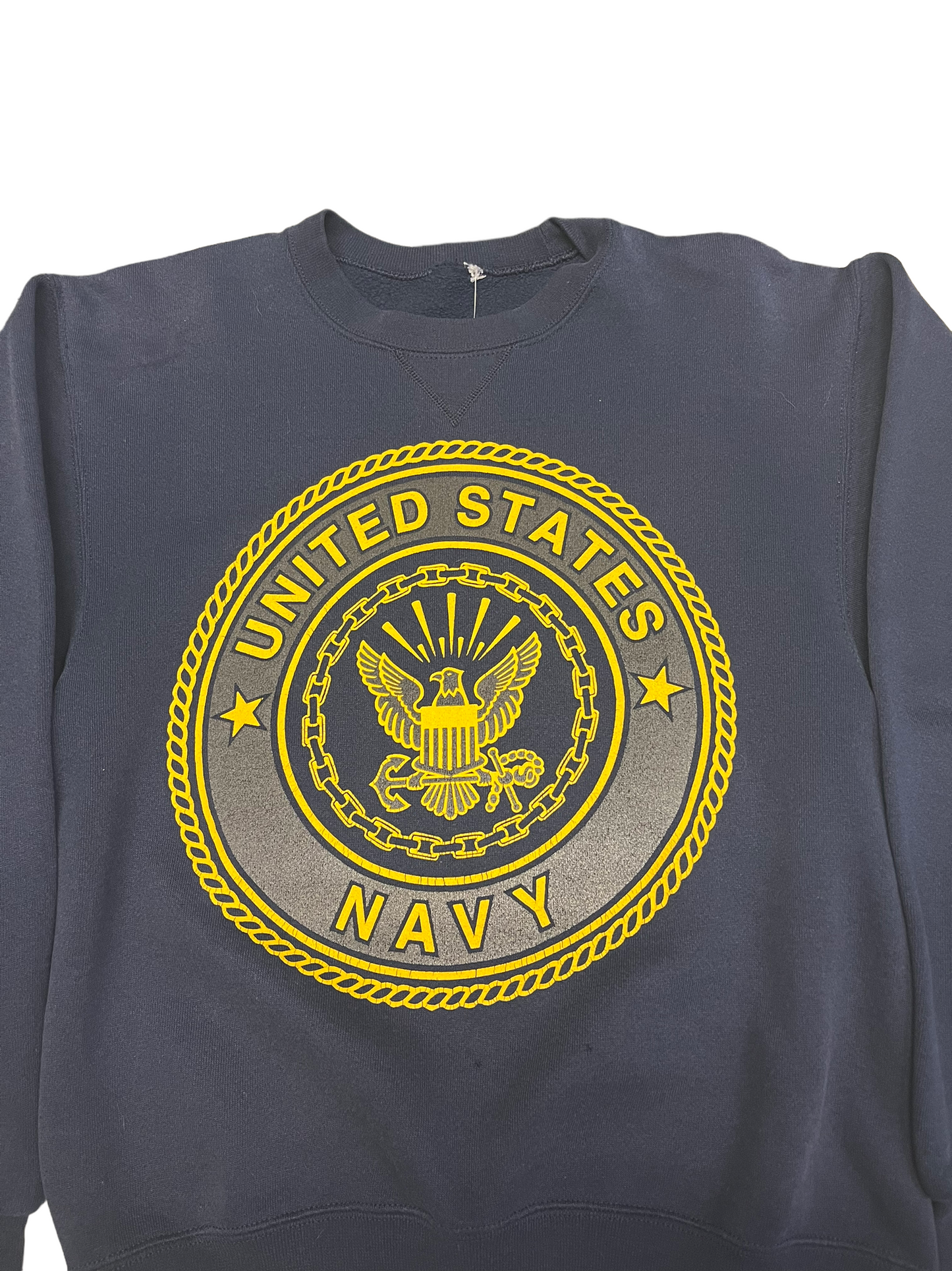 (S) Vintage Navy Double Sided Crewneck