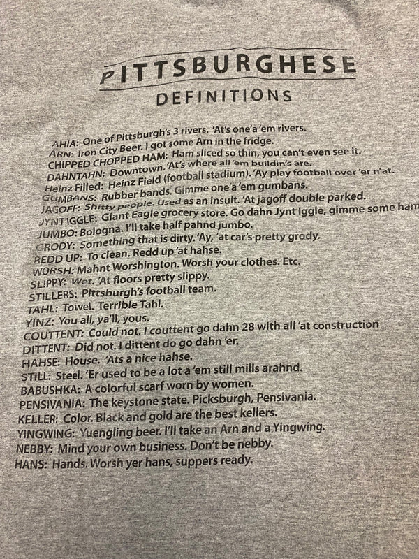(XL) Vintage Pittsburghese Definitions Tee