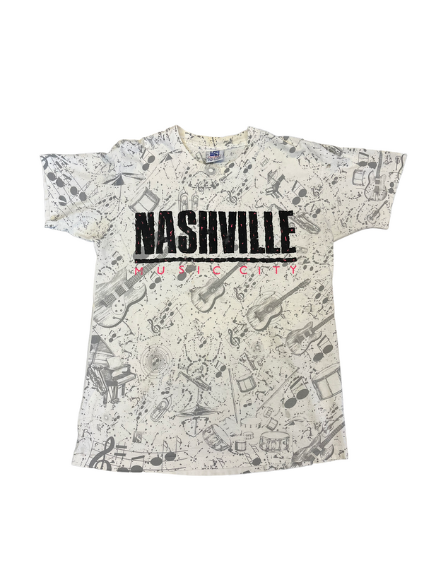 (M/L) Vintage Nashville Music City All Over Print Tee
