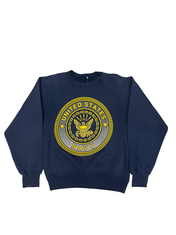 (S) Vintage Navy Double Sided Crewneck