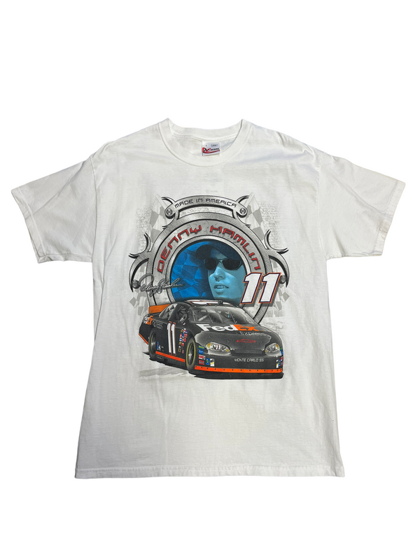 (L) Vintage Y2K  Nascar Denny Hamlin Double Sided Tee