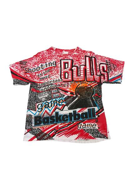 (S/M) Vintage Chicago Bulls All Over Print Tee